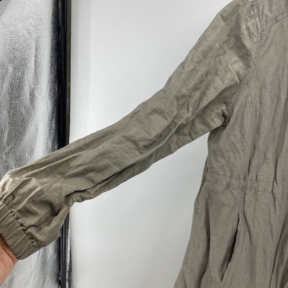 Eileen Fisher nylon metallic A-line hooded jacket light green oversized size S - Picture 8 of 12